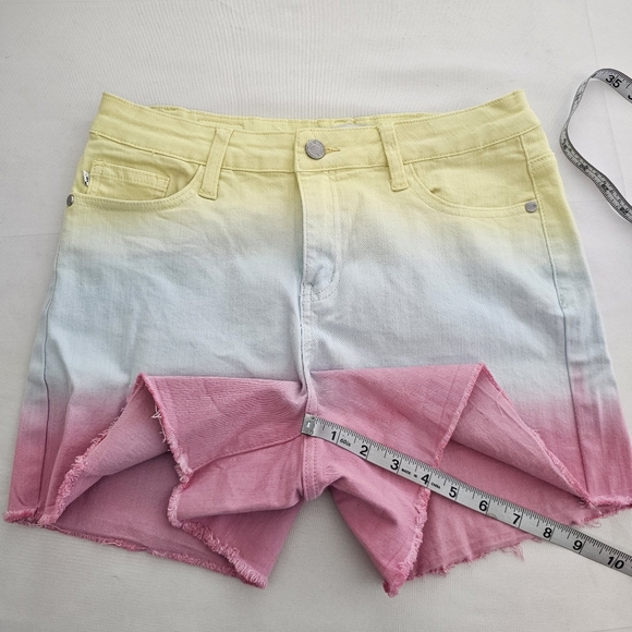 Judy Blue Pastel Ombre Rainbow Raw Hem Shorts Size M - Picture 10 of 13